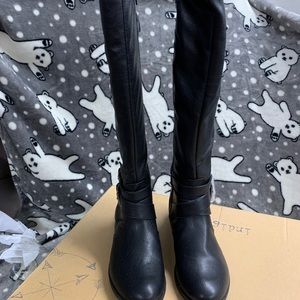 Indigo Black Long Winter Boots Sz 8-1/2 New, wide calf